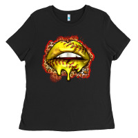 Black softball lips Ladies Tee - Zillion Design Studio