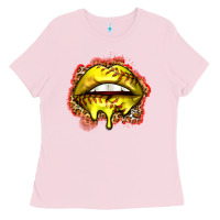 Bubblegum Pink softball lips Ladies Tee - Zillion Design Studio