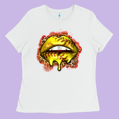 Softball Lips Ladies Tee Designed By Zillion Design Studio