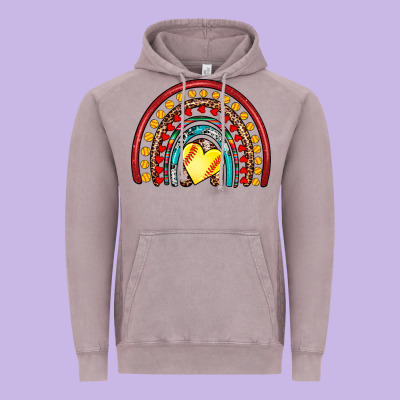 Softball Rainbow Vintage Hoodie Designed By Artiststas