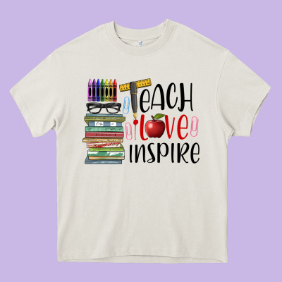 Teach Love Inspire Heavy Core Tee Designed By Barkaloodesign