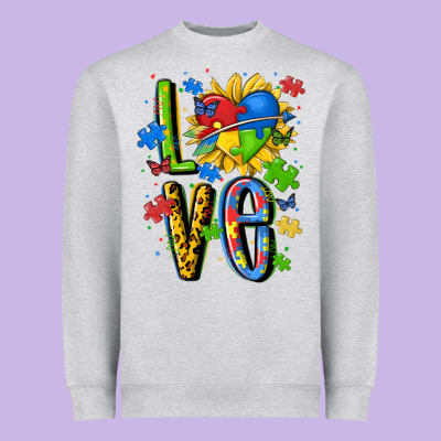 Autism Love Heavyweight Sweatshirt Designed By Maliassmallbusiness