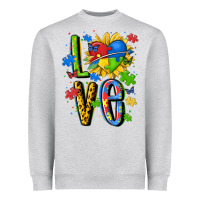Heather Grey autism love Heavyweight Sweatshirt - MaliasSmallBusiness
