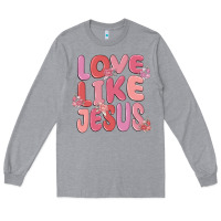 Heather Grey love like jesus Long Sleeve Tee - MaliasSmallBusiness