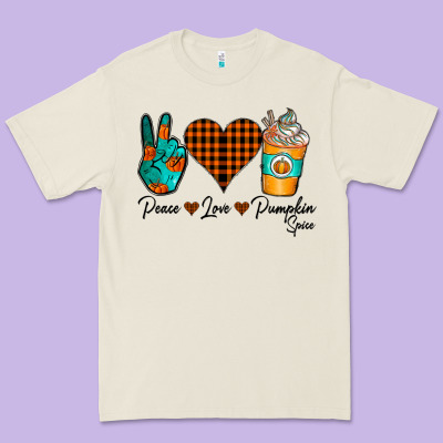 Peace Love Pumpkin Spice Premium Tee Designed By Cowhidedigitalart