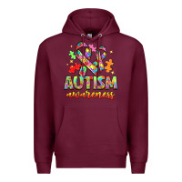 Burgundy Autism Awareness Premium Hoodie - NancyCooperArtShop