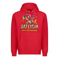Red Autism Awareness Premium Hoodie - NancyCooperArtShop