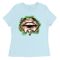 Baby Blue soccer lips Ladies Tee - Zillion Design Studio