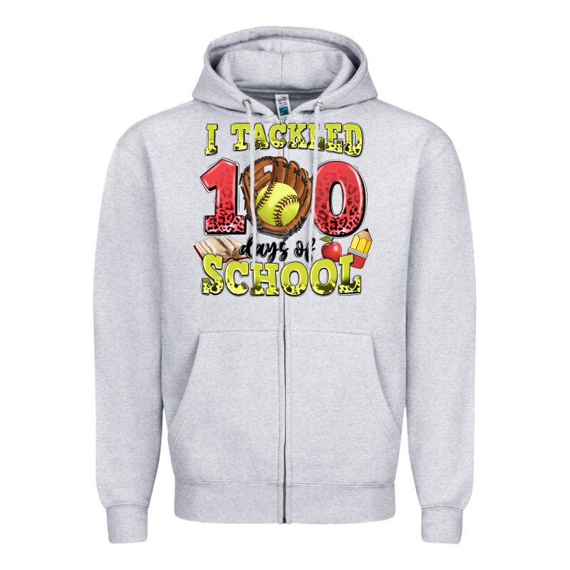 I Tackled Days Of School Softball Zipper Hoodie by LillyAllenDesigns | Teevron