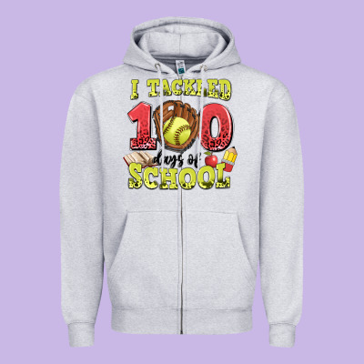I Tackled Days Of School Softball Zipper Hoodie Designed By Lillyallendesigns