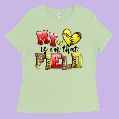 My Heart Is On That Field Softball Ladies Tee Designed By Zillion Design Studio
