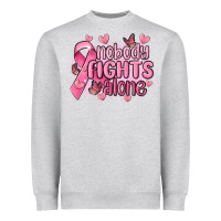 Heather Grey nobody fights alone cancer Heavyweight Sweatshirt - MaliasSmallBusiness
