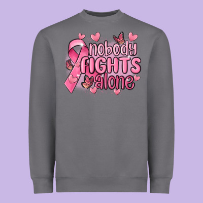 Nobody Fights Alone Cancer Heavyweight Sweatshirt Designed By Maliassmallbusiness