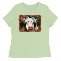 Matcha christmas cow with background Ladies Tee - RanaPortraitStore