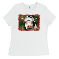 White christmas cow with background Ladies Tee - RanaPortraitStore
