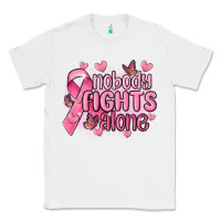 White nobody fights alone cancer Classic Tee - MaliasSmallBusiness
