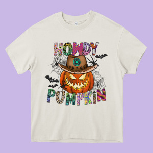 Howdy Pumpkin Heavy Core Tee Designed By Cowhidedigitalart
