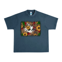 Midnight Navy distressed christmas sunflowers leopard cowhide background Urban Heavy Tee - Jasminsmagicworld