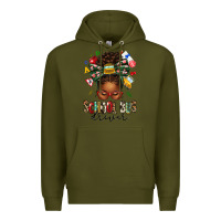 Army Green school bus driver afro messy bun Premium Hoodie - texasbilliewilder