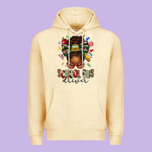 School Bus Driver Afro Messy Bun Premium Hoodie Designed By Texasbilliewilder