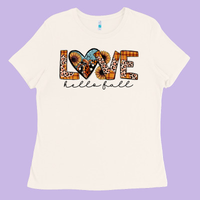 Hello Fall Love Ladies Tee Designed By Jahusdesignshop