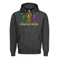 Charcoal Heather mardi gras crawfish Zipper Hoodie - LillyAllenDesigns