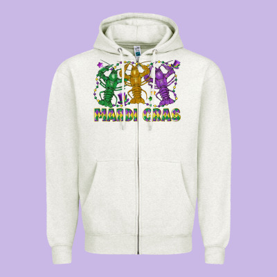 Mardi Gras Crawfish Zipper Hoodie Designed By Lillyallendesigns