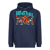 Navy Basketball Mom Heavyweight Hoodie - NancyCooperArtShop