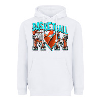 White Basketball Mom Heavyweight Hoodie - NancyCooperArtShop