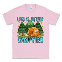 Bubblegum Pink life is better by the camp fire Classic Tee - MaliasSmallBusiness