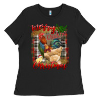 Black merry cluckin' christmas Ladies Tee - RanaPortraitStore