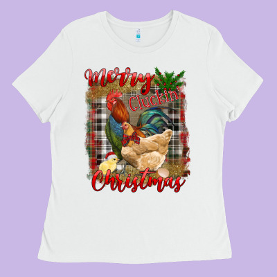 Merry Cluckin' Christmas Ladies Tee Designed By Ranaportraitstore