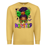 Antique Gold Halloween Afro Messy Bun Momster Premium Sweatshirt - texasbilliewilder