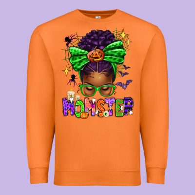 Halloween Afro Messy Bun Momster Premium Sweatshirt Designed By Texasbilliewilder