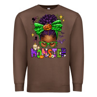 Chestnut Halloween Afro Messy Bun Momster Premium Sweatshirt - texasbilliewilder