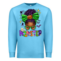 Ocean Blue Halloween Afro Messy Bun Momster Premium Sweatshirt - texasbilliewilder