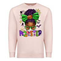 Pale Pink Halloween Afro Messy Bun Momster Premium Sweatshirt - texasbilliewilder