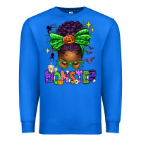 True Royal Halloween Afro Messy Bun Momster Premium Sweatshirt - texasbilliewilder