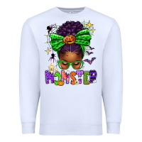 White Halloween Afro Messy Bun Momster Premium Sweatshirt - texasbilliewilder