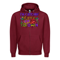 Burgundy i m catchin if you re throwin Zipper Hoodie - LillyAllenDesigns