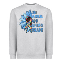 Heather Grey in april we wear blue Heavyweight Sweatshirt - MaliasSmallBusiness