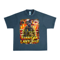 Midnight Navy First In last Out Firefighter Urban Heavy Tee - LillyAllenDesigns