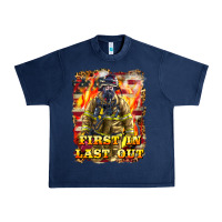 Navy First In last Out Firefighter Urban Heavy Tee - LillyAllenDesigns
