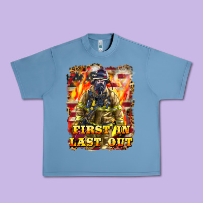 First In Last Out Firefighter Urban Heavy Tee Designed By Lillyallendesigns