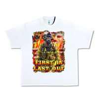 White First In last Out Firefighter Urban Heavy Tee - LillyAllenDesigns