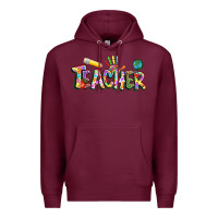 Burgundy Autism Teacher Premium Hoodie - NancyCooperArtShop