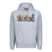 Heather Grey Autism Teacher Premium Hoodie - NancyCooperArtShop