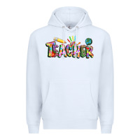 White Autism Teacher Premium Hoodie - NancyCooperArtShop