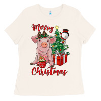 Bone merry christmas pig Ladies Tee - RanaPortraitStore