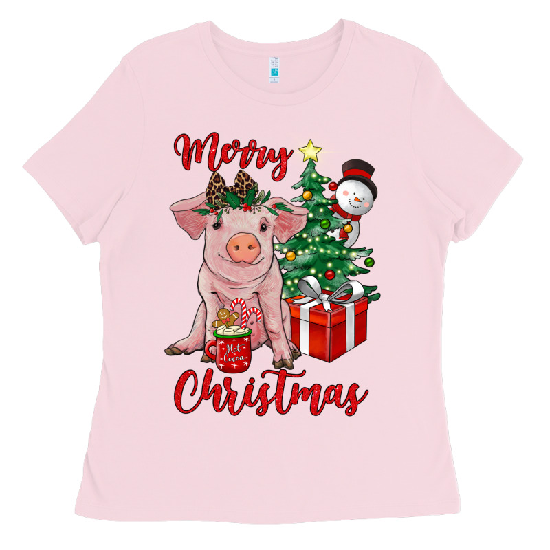 Merry Christmas Pig Ladies Tee by RanaPortraitStore | Teevron
